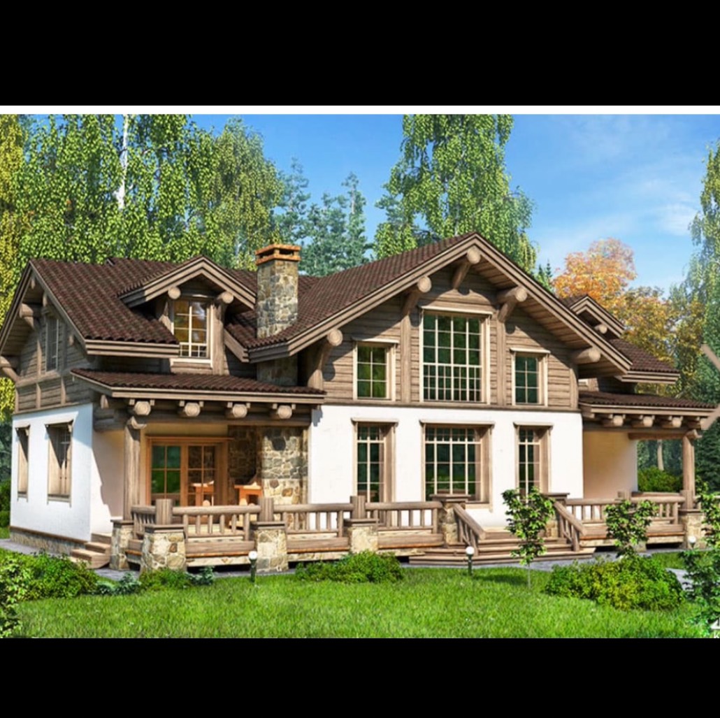 Красивый комбинированный дом