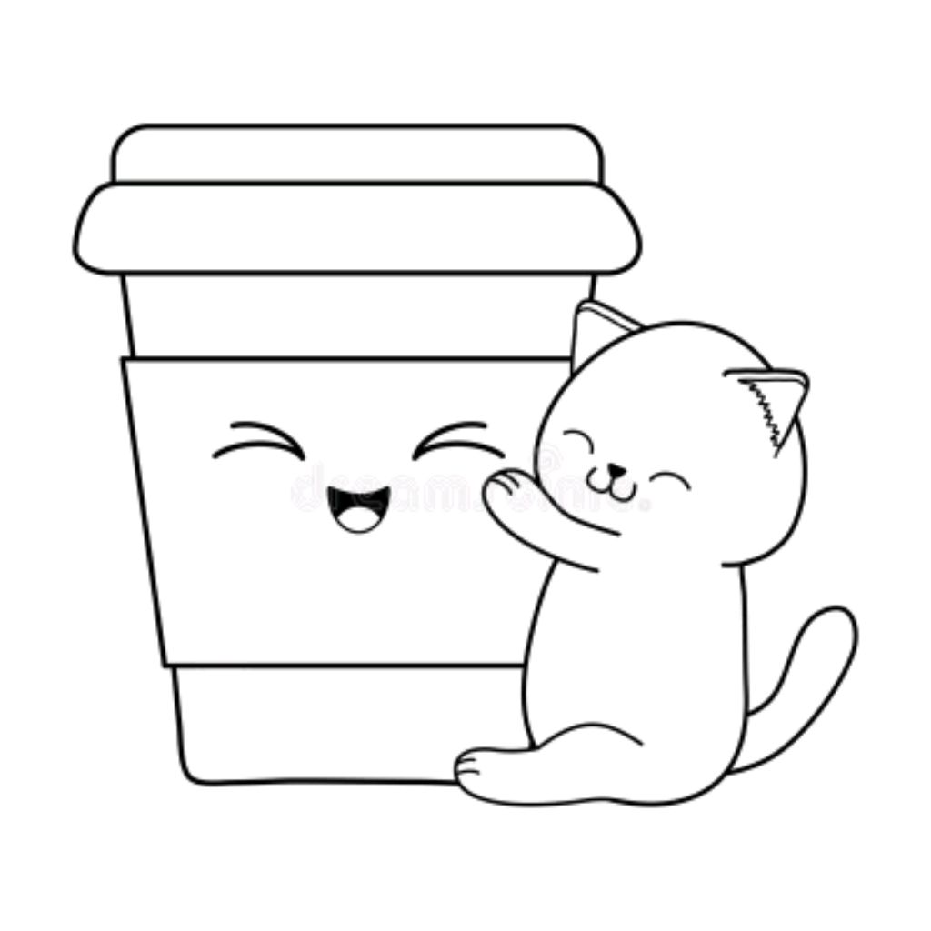 Раскраска котик в кружке
138