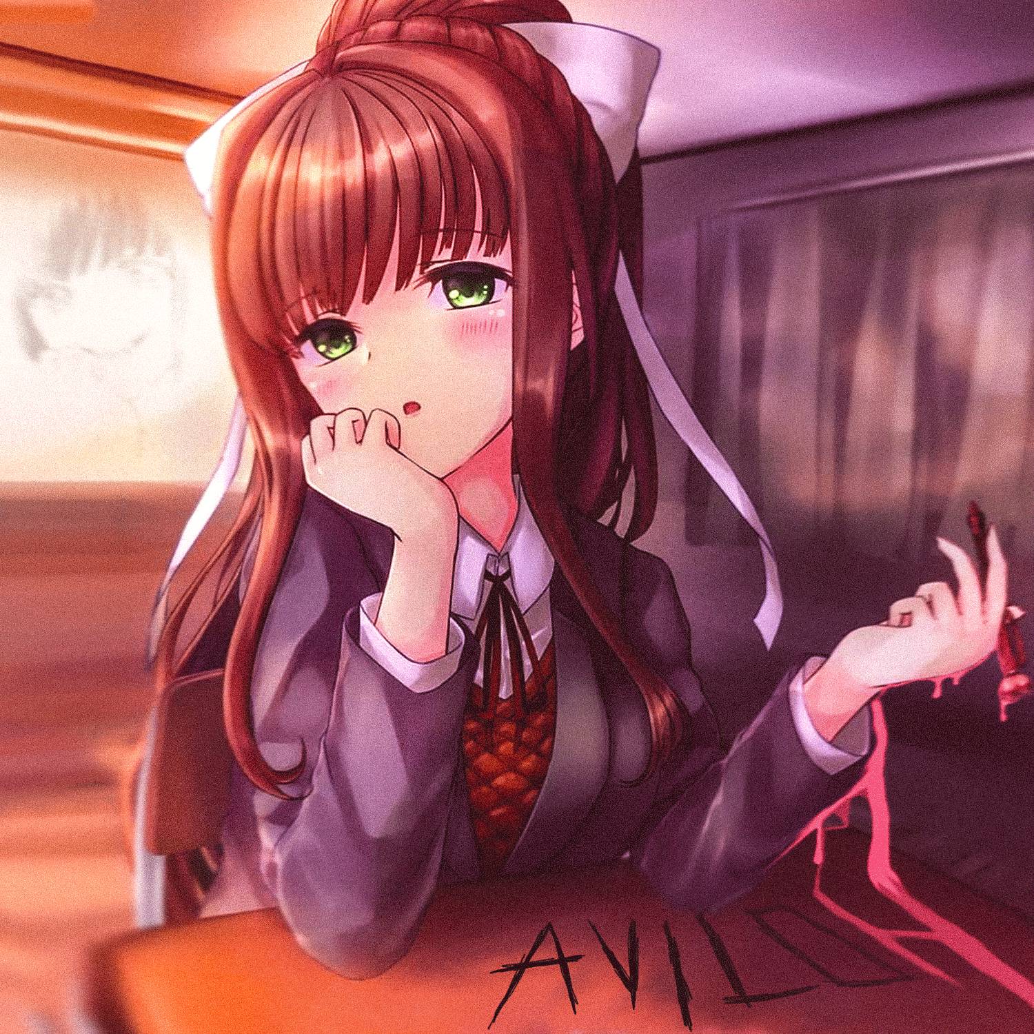 Ddlc. Моника ДДЛК. Monica DDLC. Моника доки доки. Doki Doki Literature Club Моника.