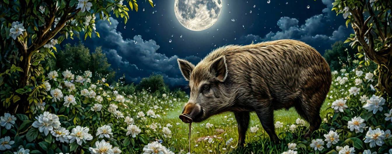 Moon Boar Peeing In Jasmine Bushes