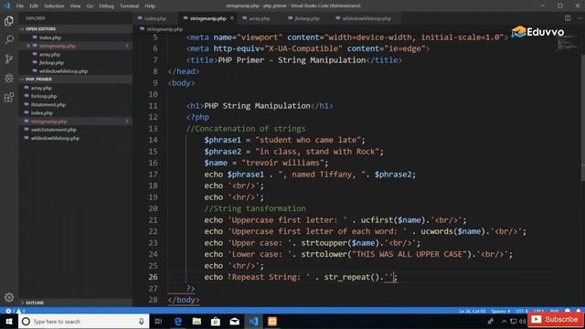 String functions in php | string manipulation in php | php string functions