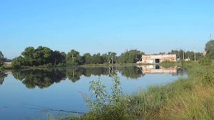 Рыбалка на пруду в посёлке имени Воровского Судогодский район.  Снято ретрокамерой.