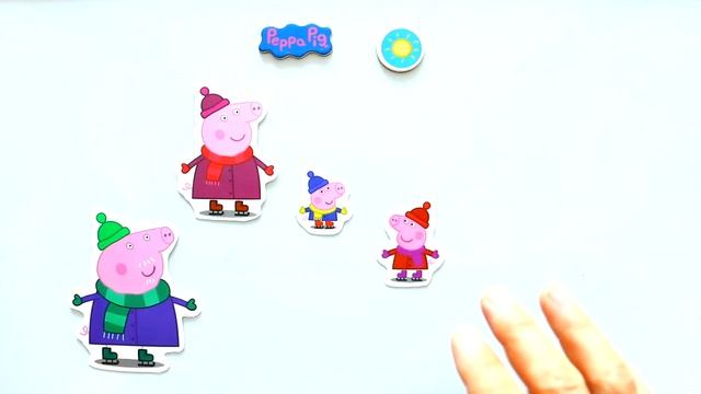Семья Свинки Пеппы на катке - собираем магнитные пазлы для детей с героями мультика свинка пеппа смотреть онлайн