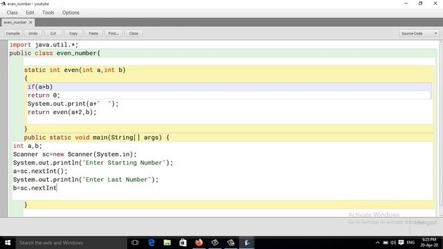 Java Program To Print  Even Number Between Two Number  Using Recursion (Hindi)