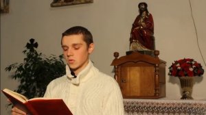 Чтение отрывка из Евангелия от Матфея, глава 11, стихи 28-30