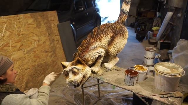 Скульптура КОТА. Как расписать скульптуру кота? смотреть онлайн
