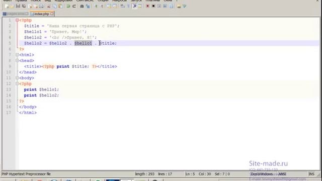 Язык программирования PHP. Переменные PHP