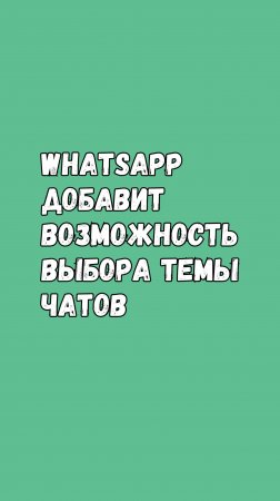 Ватсап Добавит Возможность Выбора Темы Чатов