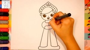 Рисуем Снегурочку поэтапно | Новогодние рисунки для срисовки | НЯНЯ УЛЯ - Уроки рисования для детей