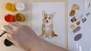 Как нарисовать собаку красками. Корги