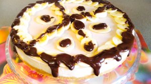 Банановый ЧИЗКЕЙК с шоколадной глазурью без выпечки