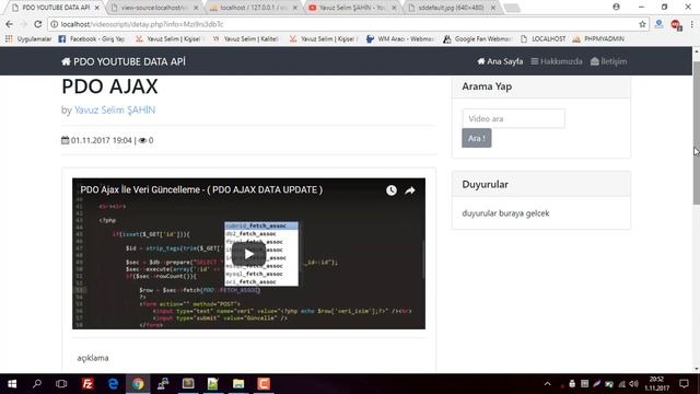 PDO Youtube Data API Video Scripti Kodlamak - Bölüm 2 смотреть онлайн
