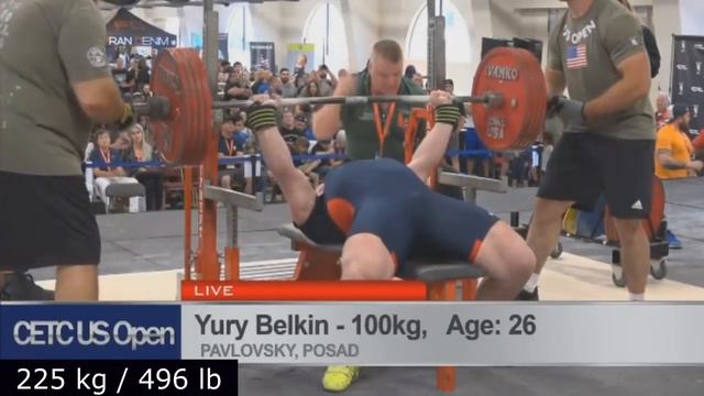 Yury Belkin US Open 980 kg/ 2160 lb @ 98.6 kg/ 217.4 lb смотреть онлайн