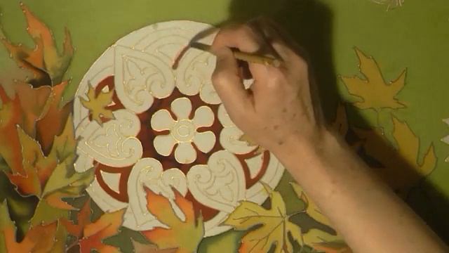 Autumn mandala. Silk painting. Seidenmalerei. Батик. смотреть онлайн