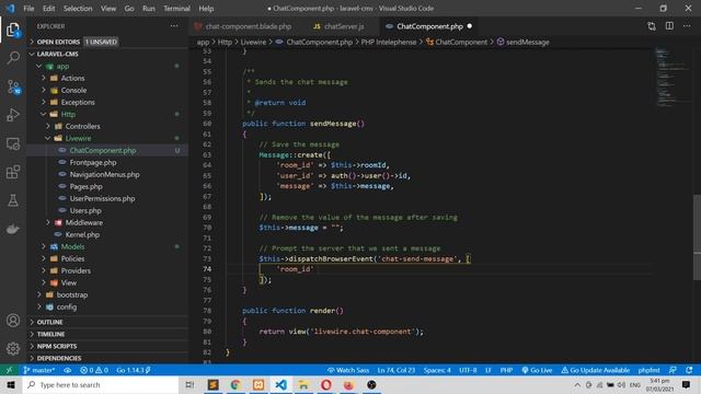 Laravel 8 Livewire Tutorial (Building a Simple CMS): Create a Simple Livewire Chat (part 14)
