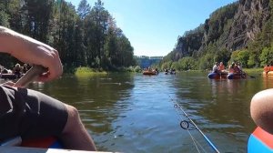 Сплав по реке Ай на катамаране в августе от поселка Межевой. Сухие водопады. Пещера Кургазак.