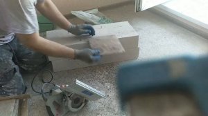 заусовка на 45 напольной плитки грес с рельефной фактурой