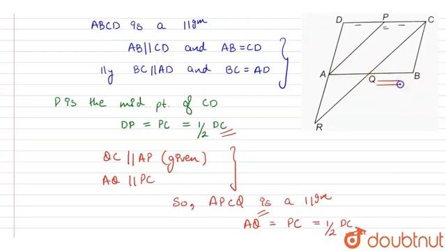 P is the mid-point of the side CD of a parallelogram ABCD. A line through C parallel to PA inter... смотреть онлайн