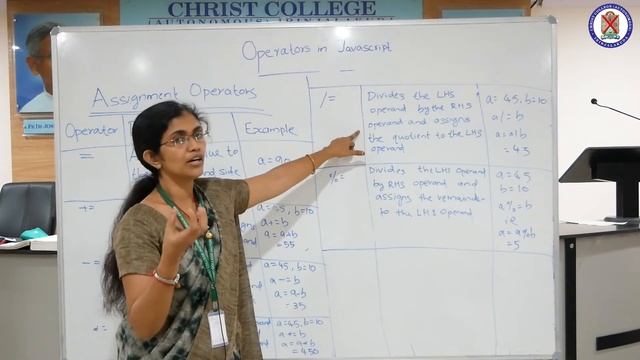 OPERATORS in JAVA SCRIPT | Web Programming Using PHP | Christ OpenCourseWare