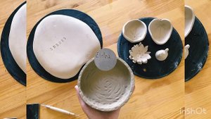 Этапы создания керамической тарелки . Техника ком , лепка .