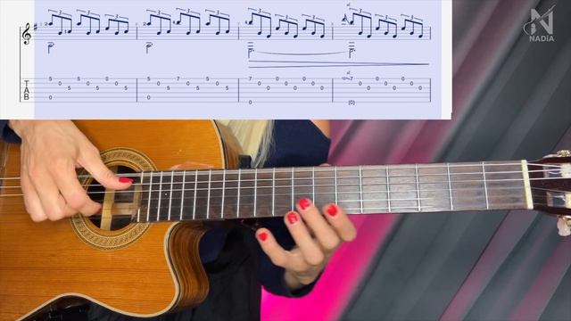 5. Колыбельная НЕЖНОСТЬ Принципы обучения игры на гитаре часть A такты 1-16 Надия Косинская смотреть онлайн