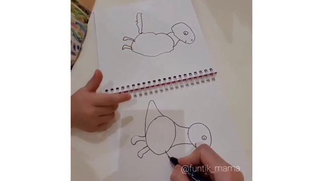 Рисуем динозаврика пошагово. Учимся рисовать вместе с малышом. Динозавр. Творчество с мамой. смотреть онлайн