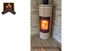 Дровяная печь-камин Астов R1.0 XL K MAX в песчанике, дымоход Феникс - монтаж под ключ в дер. Корпуса