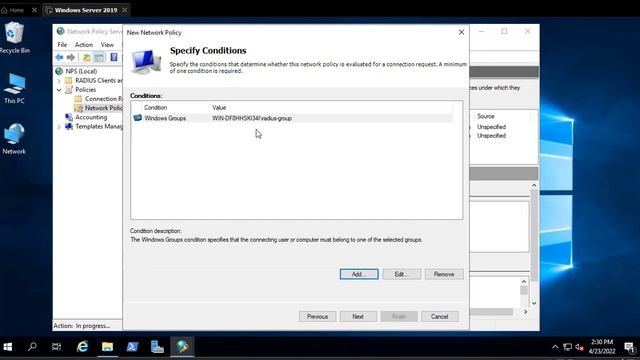 How to install and configure windows server 2019 NPS as RADIUS