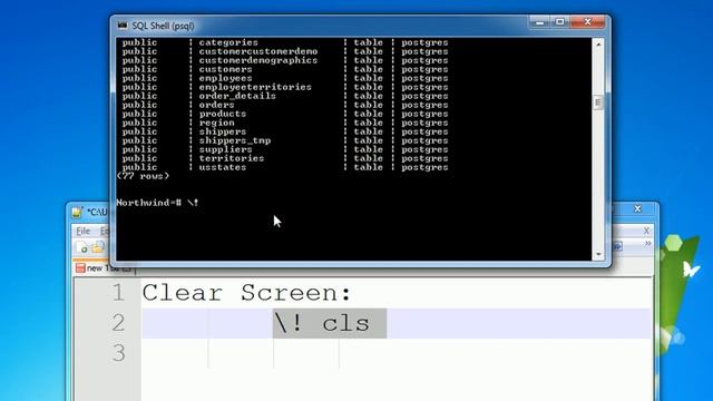 PostgreSQL - SQL Shell - Clear Screen смотреть онлайн