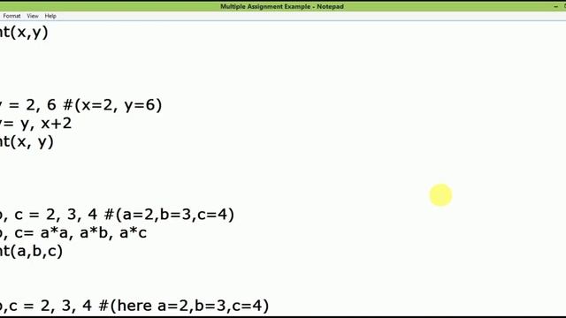 #Multiple Assignment of Values into Variable with Example#Python 3