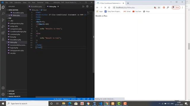 If Else Condition PHP смотреть онлайн