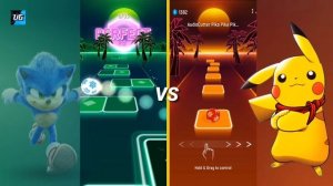 Tiles Hop - Sonic Song vs Pika Pika Pikachu Song. V Gamer