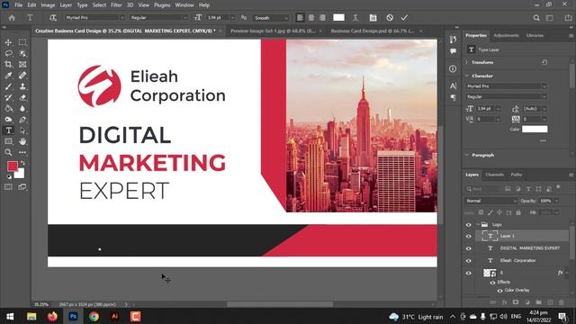 How to Make a Professional Business Card Template - Adobe Photoshop CC 2022 смотреть онлайн