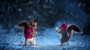 Новогодняя заставка Первого канала 2019-2020-Белки и петарда-1