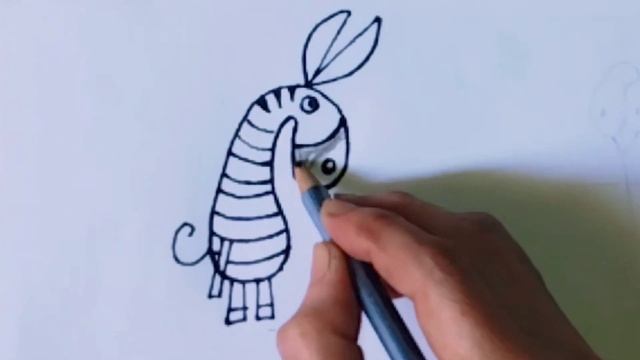 How to draw zebra easy step by step||Easy Drawing Ideas||zebra drawing cute||draw for kids смотреть онлайн
