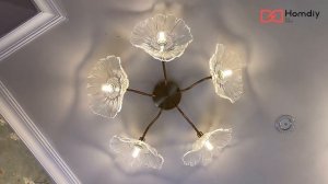 Vintage Lotus Leaf Glass Ceiling Light