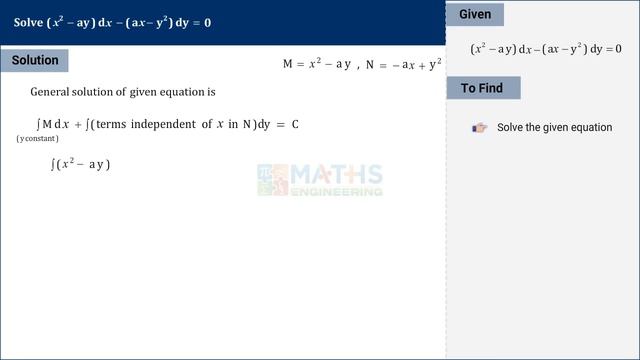 Exact Differential Equation - First Order ODEs | Maths Engineering | Online Course
