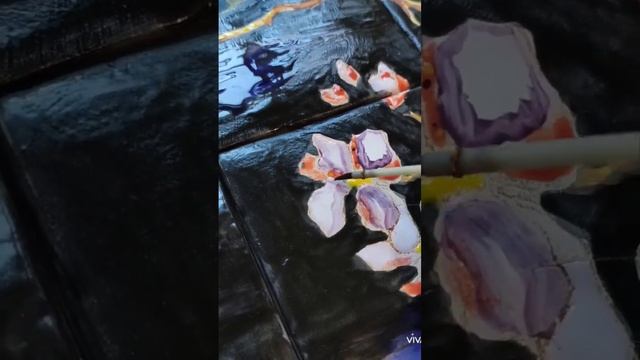 Изготовление плитки. Панно керамическое "Птицы на чёрном". смотреть онлайн