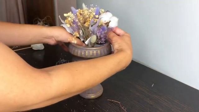 Арт кашпо с сухоцветами