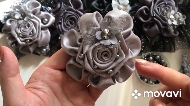 Цветы из ленты 4 см ?. Пояс на платье. Belt on the dress, Amazing results ???. Ribbon flowers смотреть онлайн