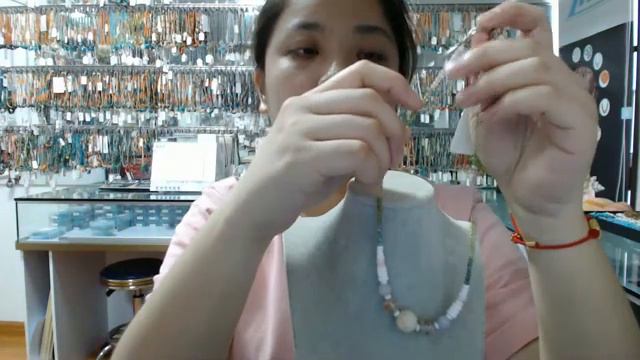 20240611-03 Natural Turquoise Roundle Beads And Pink Opal Pendant With  925 Silver Beads Jewelry