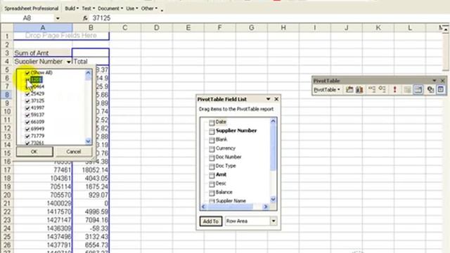 Pivot Tables in Excel 2003. How to convert data into a Pivot Table with multiple features