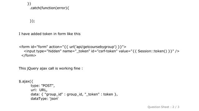 jQuery : Http Post in laravel using fetch api giving TokenMismatchException смотреть онлайн