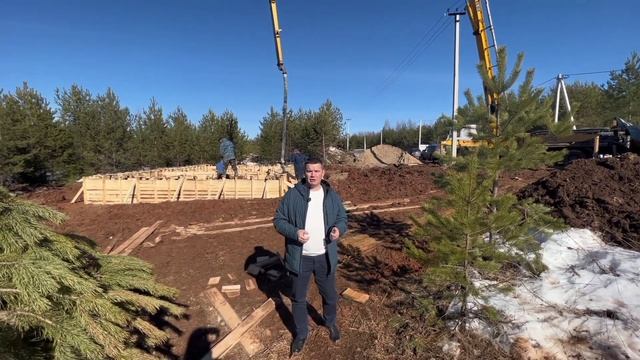 Заливка фундамента в д. Подберезы
