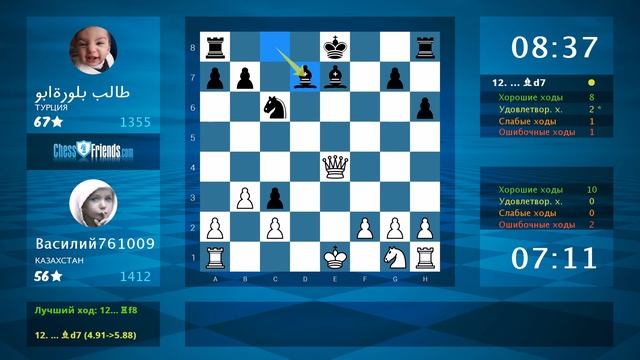 Анализ шахматной партии: Василий761009 - طالب بلورةابو, 1-0 (по ChessFriends.com) смотреть онлайн