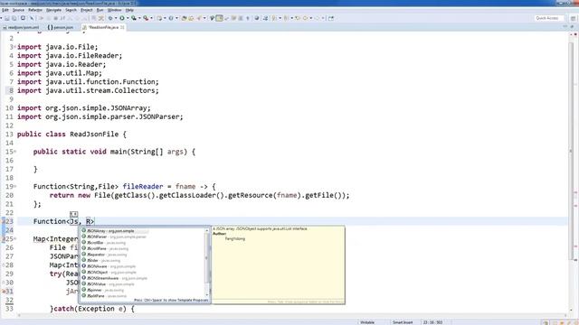 Read Json file in Java using JSON Parser  java8