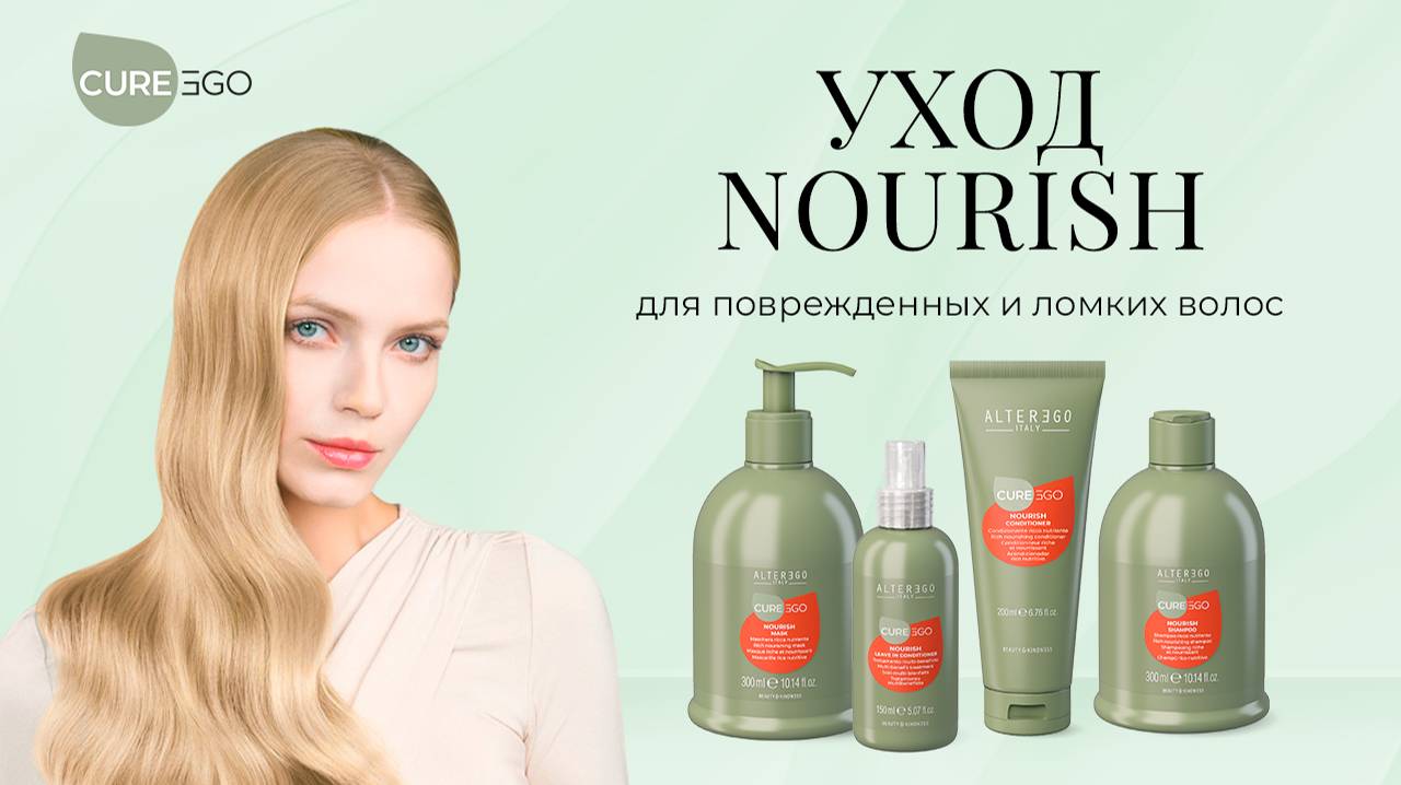 Уход Nourish для поврежденных и ломких волос от AlterEgo Italy