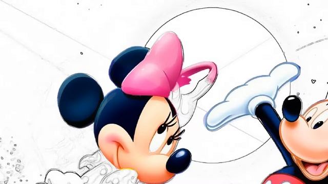 Раскрашиваем Микки Маус и Минни Маус Любовь Дисней Волшебная Раскраска смотреть онлайн