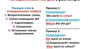 виды вопросов в past simple