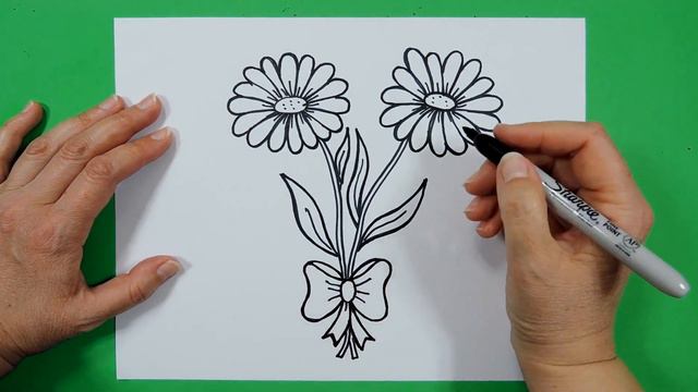 How To Draw Daisy Flowers. Chamomile. Mothers Day. Як намалювати ромашки. День Матері смотреть онлайн